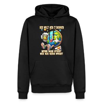 The World Seems Better Funny Beer Comic Motif - Men’s Premium Organic Hoodie - black - Front - Nico (187cm)
