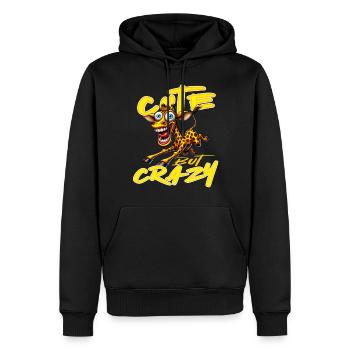 Mignon mais fou girafe style bande dessinée motif drôle - Sweat à capuche Premium bio Homme - noir - Devant - Nico (187cm)
