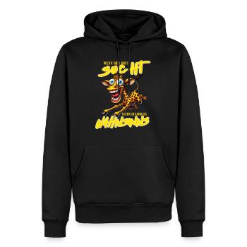 Girafe folle à la limite de la folie style bande dessinée - Sweat à capuche Premium bio Homme - noir - Devant - Nico (187cm)