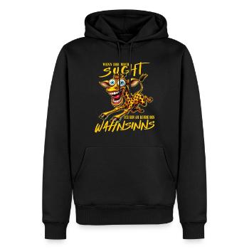 Girafe folle à la limite de la folie style bande dessinée - Sweat à capuche Premium bio Homme - noir - Devant - Nico (187cm)