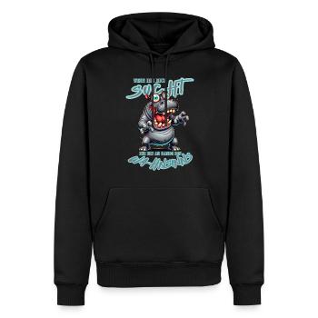 Hippopotame fou au bord de la folie style bande dessinée - Sweat à capuche Premium bio Homme - noir - Devant - Nico (187cm)