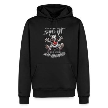 Rhinocéros fou au bord de la folie style bande dessinée - Sweat à capuche Premium bio Homme - noir - Devant - Nico (187cm)