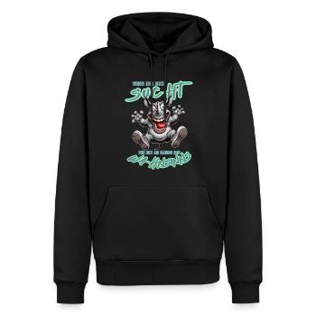 Rhinocéros fou au bord de la folie style bande dessinée - Sweat à capuche Premium bio Homme - noir - Devant - Nico (187cm)