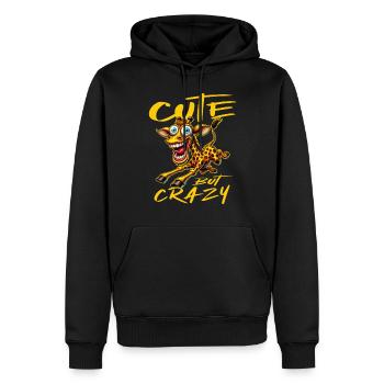 Mignon mais fou girafe style bande dessinée motif drôle - Sweat à capuche Premium bio Homme - noir - Devant - Nico (187cm)