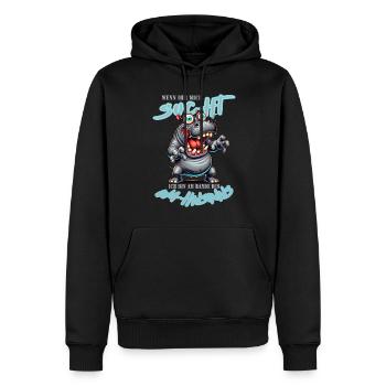 Rhinocéros fou au bord de la folie style bande dessinée - Sweat à capuche Premium bio Homme - noir - Devant - Nico (187cm)