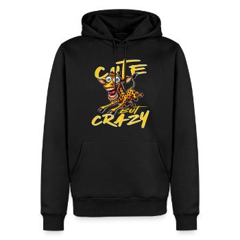Motif drôle de bande dessinée de girafe mignonne mais folle - Sweat à capuche Premium bio Homme - noir - Devant - Nico (187cm)