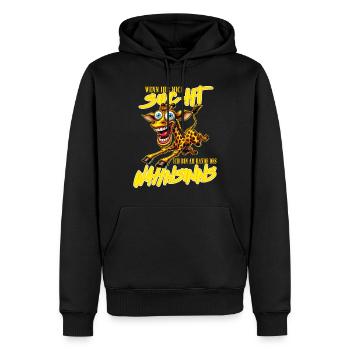 Girafe folle à la limite de la folie style bande dessinée - Sweat à capuche Premium bio Homme - noir - Devant - Nico (187cm)