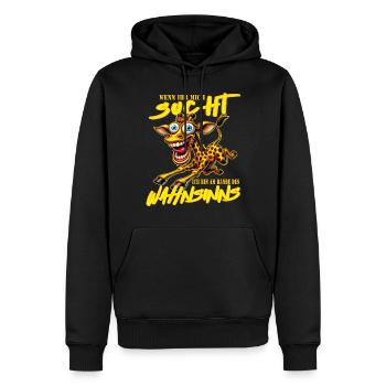 Girafe folle au bord de la folie, style bande dessinée - Sweat à capuche Premium bio Homme - noir - Devant - Nico (187cm)