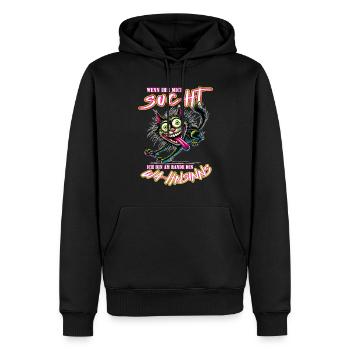 Chat fou au bord de la folie, style bande dessinée - Sweat à capuche Premium bio Homme - noir - Devant - Nico (187cm)