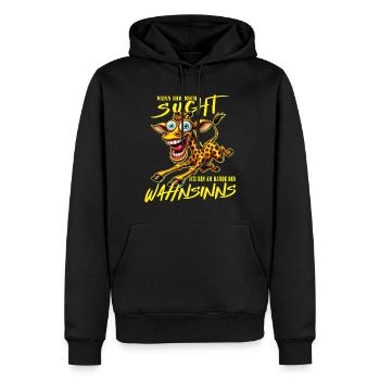 Girafe folle à la limite de la folie style bande dessinée - Sweat à capuche Premium bio Homme - noir - Devant - Nico (187cm)