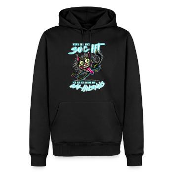 Chat fou au bord de la folie style bande dessinée - Sweat à capuche Premium bio Homme - noir - Devant - Nico (187cm)