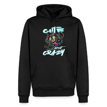Cute but Crazy Katze Comic Stil lustiges Motiv - Männer Premium Bio Hoodie - Schwarz - Vorne - Nico (187cm)