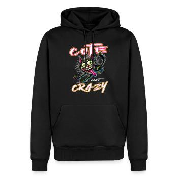 Cute but Crazy Katze Comic Stil lustiges Motiv - Männer Premium Bio Hoodie - Schwarz - Vorne - Nico (187cm)