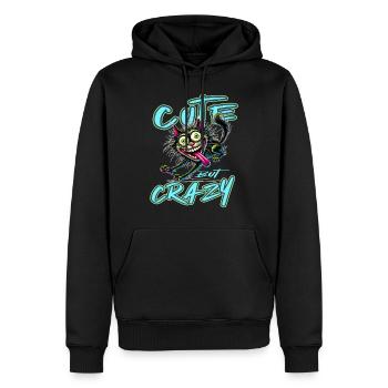 Cute but Crazy Katze Comic Stil lustiges Motiv - Männer Premium Bio Hoodie - Schwarz - Vorne - Nico (187cm)