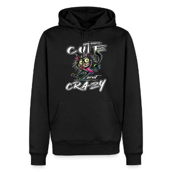 Chat mignon mais fou style bande dessinée Motif drôle - Sweat à capuche Premium bio Homme - noir - Devant - Nico (187cm)