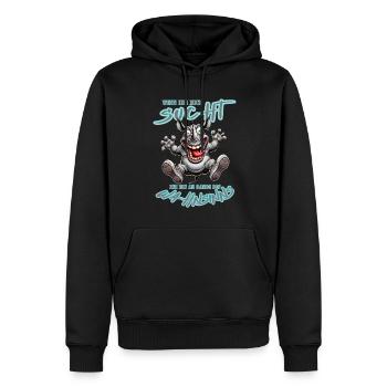 Rhinocéros fou au bord de la folie style bande dessinée - Sweat à capuche Premium bio Homme - noir - Devant - Nico (187cm)