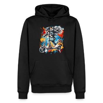 Tretroller E-Scooter E-Roller - Männer Premium Bio Hoodie - Schwarz - Vorne - Nico (187cm)