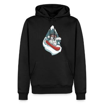 Ours des neiges à l’aventure en planche à neige - Sweat à capuche Premium bio Homme - noir - Devant - Nico (187cm)
