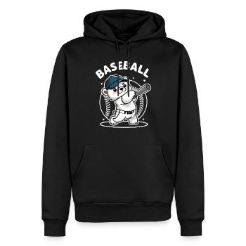 Mignon Baseball Ours Dessin Animé Style Chauve-souris - Sweat à capuche Premium bio Homme - noir - Devant - Nico (187cm)