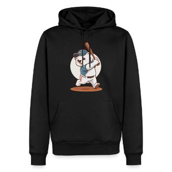 Dessin mignon d’ours de baseball - Sweat à capuche Premium bio Homme - noir - Devant - Nico (187cm)