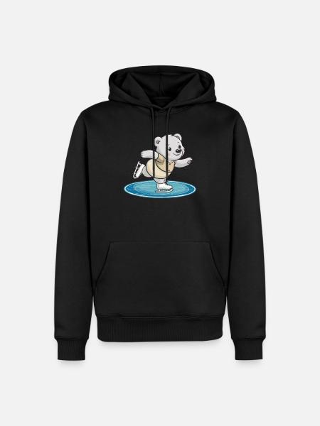 -skating bear on surface - Men’s Premium Organic Hoodie - black