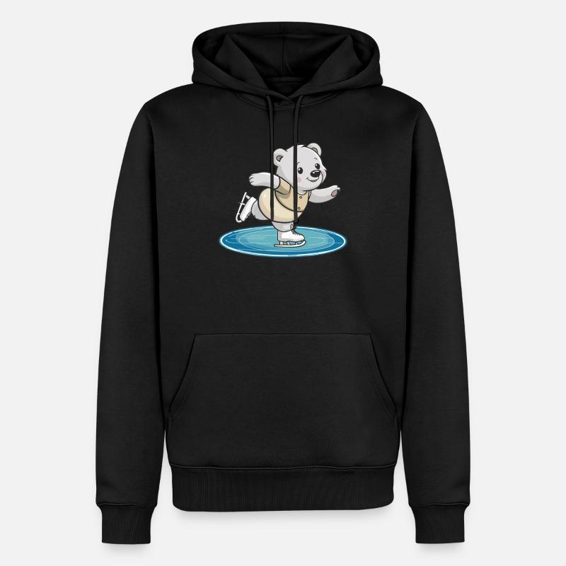 Eislaufender Bär auf Eisfläche - Männer Premium Bio Hoodie - Schwarz