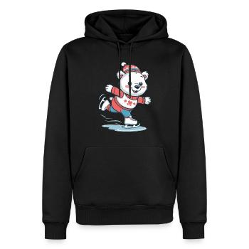 Ours polaire mignon patinant - Sweat à capuche Premium bio Homme - noir - Devant - Nico (187cm)