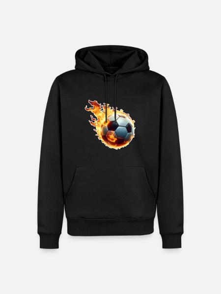 Soccer Flames Ball - Men’s Premium Organic Hoodie - black