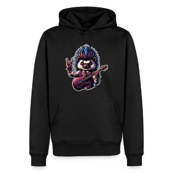 Igel Rock and Roll Gitarrist - Männer Premium Bio Hoodie - Schwarz - Vorne - Nico (187cm)