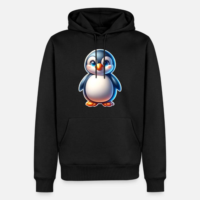 Pinguin - Männer Premium Bio Hoodie - Schwarz