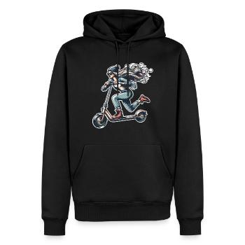 E-Scooter E-Roller Frau Scooter - Männer Premium Bio Hoodie - Schwarz - Vorne - Nico (187cm)