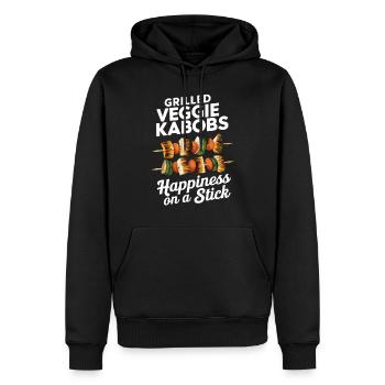 Gegrillte Veggie-Spieße Glück am Spieß - Männer Premium Bio Hoodie - Schwarz - Vorne - Nico (187cm)