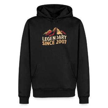 Légendaire depuis 2007 Wanderer Mountain Vintage - Sweat à capuche Premium bio Homme - noir - Devant - Nico (187cm)