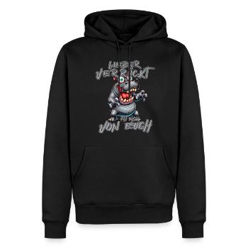 Hippopotame fou Mieux vaut fou qu’un de - Sweat à capuche Premium bio Homme - noir - Devant - Nico (187cm)