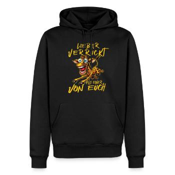 Girafe folle Mieux fou que l’un d’entre nous - Sweat à capuche Premium bio Homme - noir - Devant - Nico (187cm)