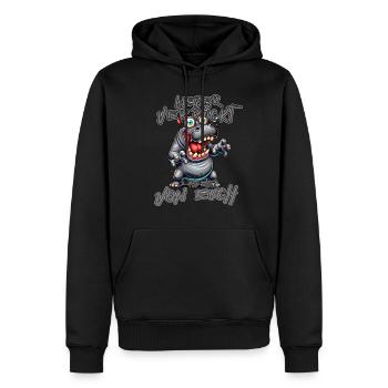 Nilpferd Lieber verrückt als einer von euch - Männer Premium Bio Hoodie - Schwarz - Vorne - Nico (187cm)