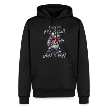 Hippopotame fou Mieux vaut fou qu’un de - Sweat à capuche Premium bio Homme - noir - Devant - Nico (187cm)