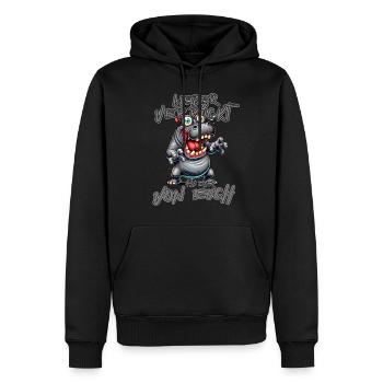 Nilpferd Lieber verrückt als einer von euch - Männer Premium Bio Hoodie - Schwarz - Vorne - Nico (187cm)