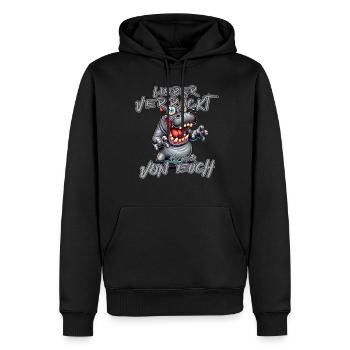 Hippopotame fou Mieux vaut fou qu’un de - Sweat à capuche Premium bio Homme - noir - Devant - Nico (187cm)