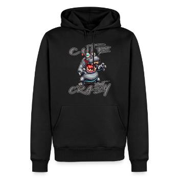Motif drôle de bande dessinée hippopotame mignon mais fou - Sweat à capuche Premium bio Homme - noir - Devant - Nico (187cm)