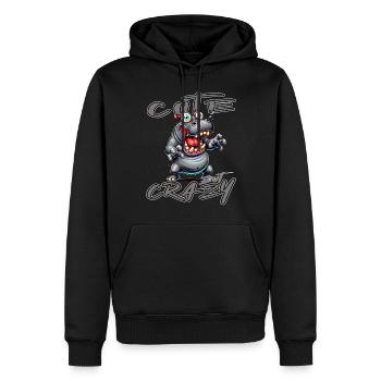 Motif drôle de bande dessinée hippopotame mignon mais fou - Sweat à capuche Premium bio Homme - noir - Devant - Nico (187cm)