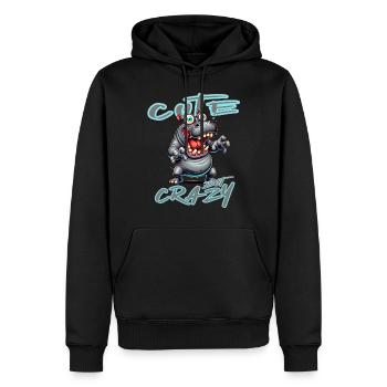 Mignon mais fou rhino style bande dessinée Motif drôle - Sweat à capuche Premium bio Homme - noir - Devant - Nico (187cm)