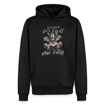 Hippopotame fou Mieux vaut fou qu’un de - Sweat à capuche Premium bio Homme - noir - Devant - Nico (187cm)