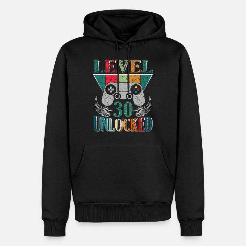 Level 30 - Männer Premium Bio Hoodie - Schwarz
