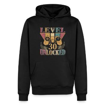 30 Jahre - 30. Geburtstag Level 30 Complete Design - Männer Premium Bio Hoodie - Schwarz - Vorne - Nico (187cm)