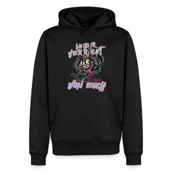 Verrückte Katze Lieber verrückt als einer von euch - Männer Premium Bio Hoodie - Schwarz - Vorne - Nico (187cm)