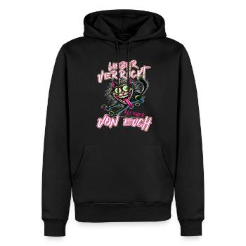 Verrückte Katze Lieber verrückt als einer von euch - Männer Premium Bio Hoodie - Schwarz - Vorne - Nico (187cm)