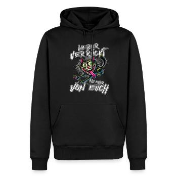 Chat fou Mieux fou que l’un d’entre vous - Sweat à capuche Premium bio Homme - noir - Devant - Nico (187cm)