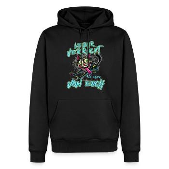 Chat fou Mieux fou que l’un d’entre vous - Sweat à capuche Premium bio Homme - noir - Devant - Nico (187cm)