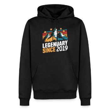 Légendaire depuis 2019 Vintage Mountains Retro Mountains - Sweat à capuche Premium bio Homme - noir - Devant - Nico (187cm)